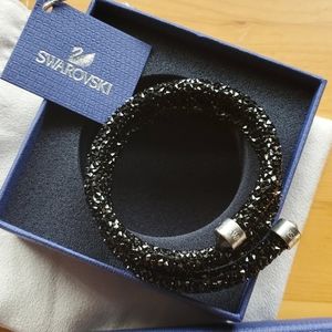 Swarovski jet black crystal wrap bangle